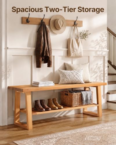 amada 43" pine wood entryway bench with shoe, close-up detail