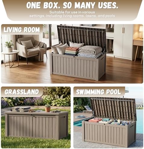 easyup 220 gallon deck box waterproof lockable outside on a desk or shelf