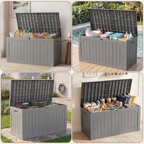 100 gallon outdoor storage box, waterproof large resin showing dimensions