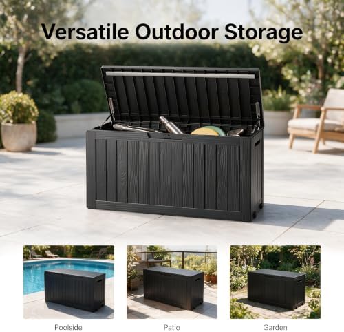 92 gal deck box,waterproof resin outdoor storage gas, view 9