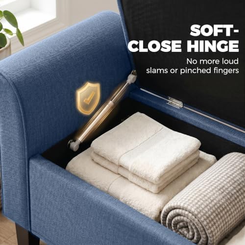 homcom 47" storage ottoman end of bed bench showing dimensions