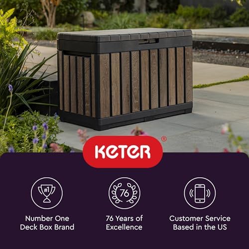 keter premium everwood 50 gal outdoor storage box, view 10