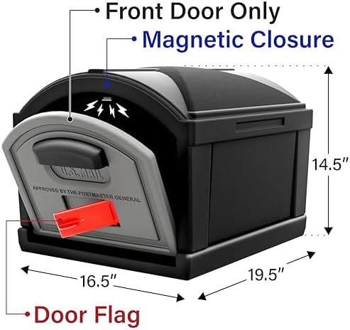 Simplay3 USPS T4 Extra Large Capacity XL Mailbox and Post Cover with Durable Double-Wall Construction, Weather-Resistant Design, Black, Made in the USA