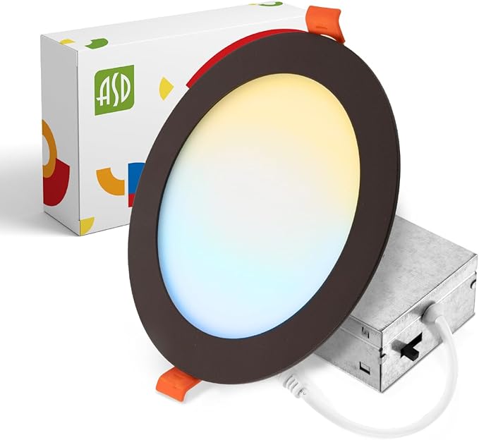 ASD 1 Pack LED Recessed Lighting 6 Inch 15W, 5 CCT 2700K-5000K CRI90+, IC Rated by ASDLightingCorporation