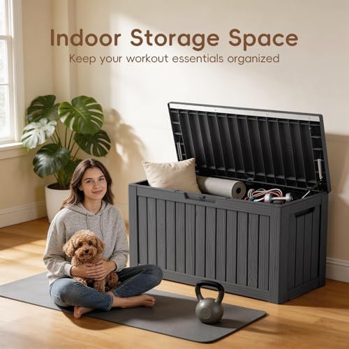 lubannese outdoor storage box, waterproof deck box, outdoor, side view