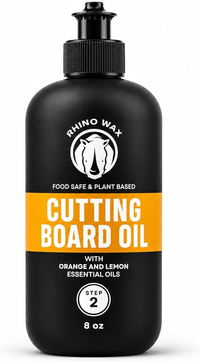 Cutting Board Oil 8 oz - Food-Safe Coconut Blend (NO Mineral Oil) | Protect cutting boards with food-safe coconut oil that helps prevent drying, cracking and warping with a fresh citrus scent.