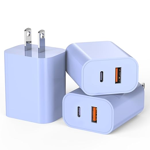 iPhone 16/15 Charger, USB C Dual Port QC + PD Wall Charger Block by DelTucci