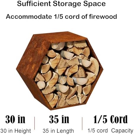 firewood log rack, heavy-duty hexagon, indoor & outdoor, close-up detail