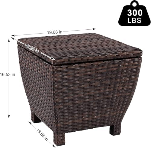 sundale brown wicker storage box, 13 gallon outdoor on a desk or shelf