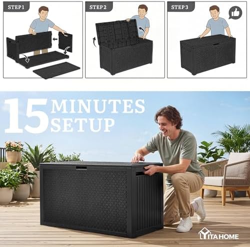 yitahome 95 gallon outdoor storage deck box, view 9