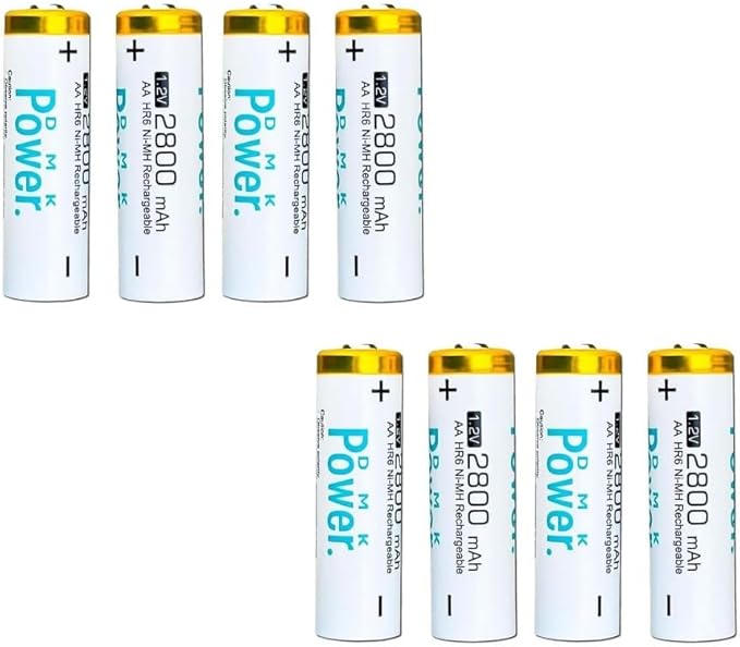 DMK POWER Rechargeable High Capacity Batteries 1.2V NiMH Low Self Discharge) by DMK+POWER