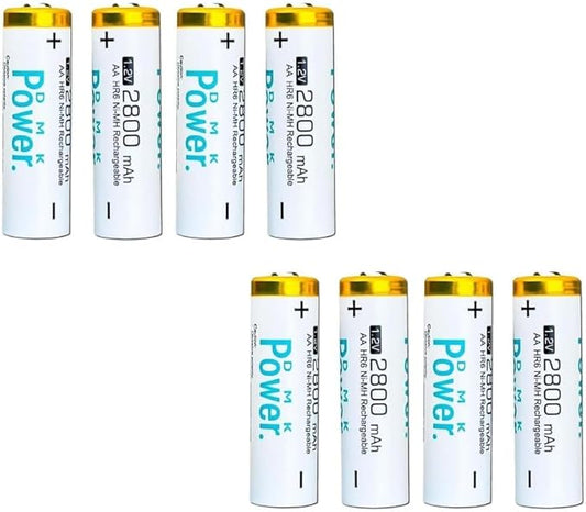 DMK POWER Rechargeable High Capacity Batteries 1.2V NiMH Low Self Discharge) by DMK+POWER