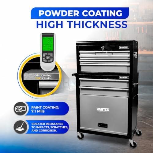 hantec 9 drawer rolling tool chest, high capacity, front angle view