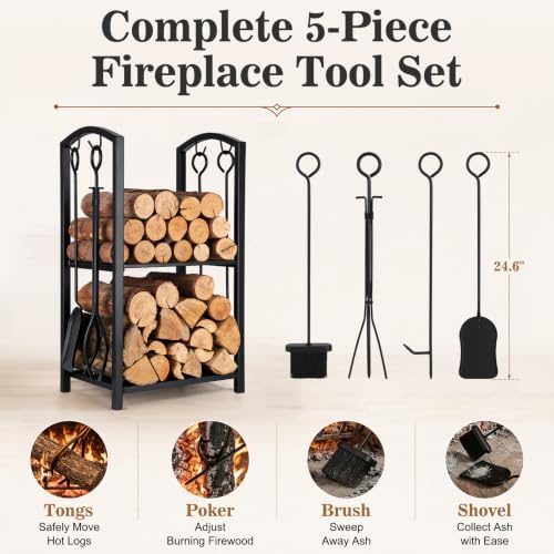 feed garden firewood rack log holder with 4-piece, close-up detail