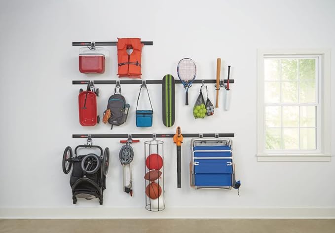 Rubbermaid 20-Piece FastTrack Garage Wall-Mounted Storage Kit 5 Rails and 15 - Image 10