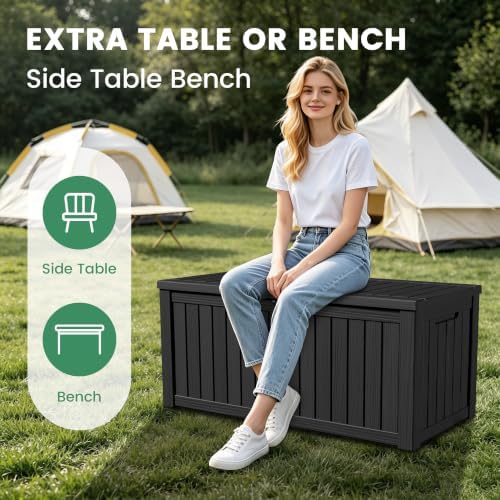 120 gallon outdoor storage box waterproof lockable resin, side view