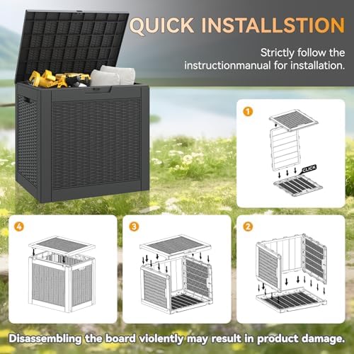 kamaboko outdoor storage box, 34 gallon deck box, front angle view