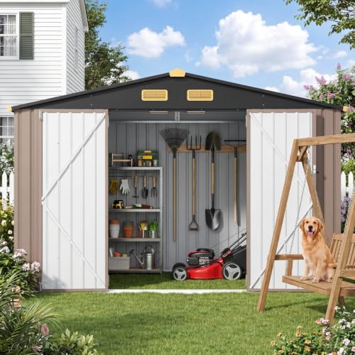 ironck storage shed, 9.7 x 7.7 ft tool, front angle view