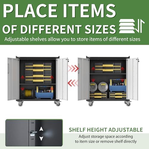 garage tool storage cabinet with wheels & 2 showing dimensions