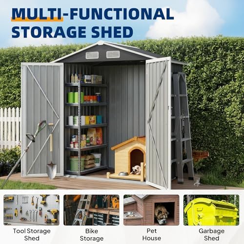 udpatio 6x4 ft metal storage shed,outdoor shed,garden shed, package contents