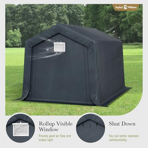 sophia & william storage shed, 8x12 ft portable shown in use