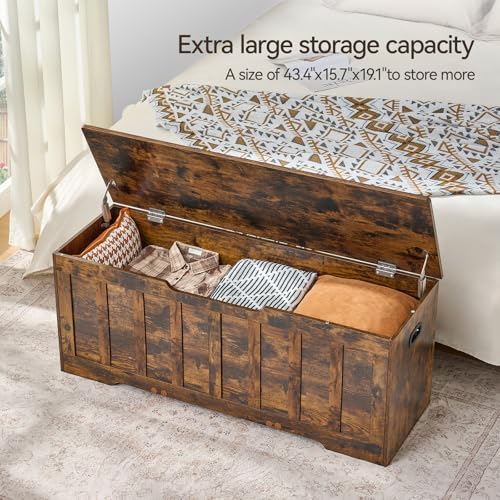vankiley 47.2" storage chest extra large, wooden storage showing dimensions