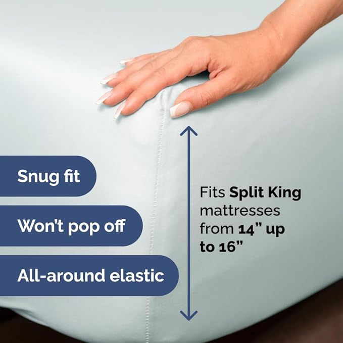 Split Head King Sheet Set – 4 Piece Flex Split Top King Sheets - Image 4