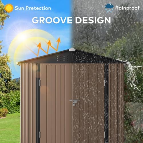 gizoon 6 x 4 ft outdoor storage shed showing dimensions