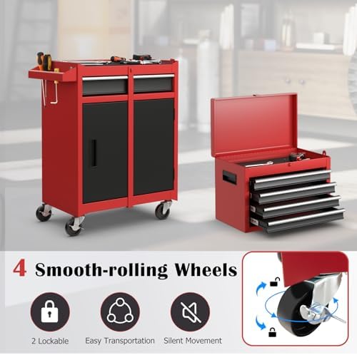 tangzon rolling tool chest, 2-in-1 large capacity tool on a desk or shelf
