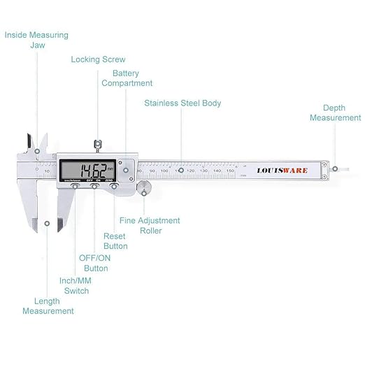 Digital Caliper Measuring Tool, Stainless Steel Vernier Caliper Digital - Image 2