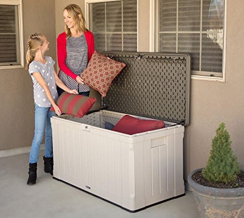 lifetime 60186 heavy-duty outdoor storage deck box, 116, close-up detail