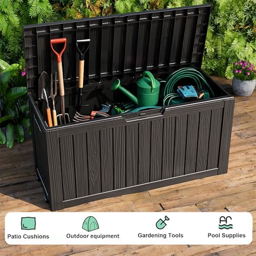 75 gal lockable outdoor storage box waterproof deck, package contents