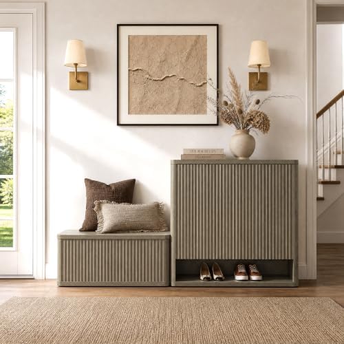 sicotas storage bench 40.2" wide shoe bench with, front angle view