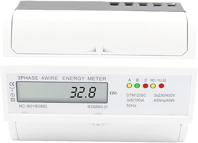 Wisecoco Energy Meter, Digital 3 Phase Energy Meter, LCD Display White ABS - Image 4