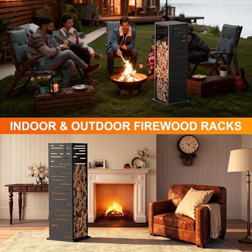 4ft firewood rack indoor, wood rack, metal, 1000, side view