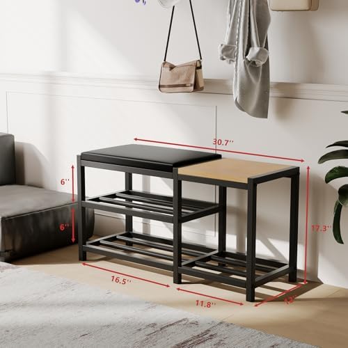 shoe bench with shoe rack,shoe rack for entryway,supports shown in use