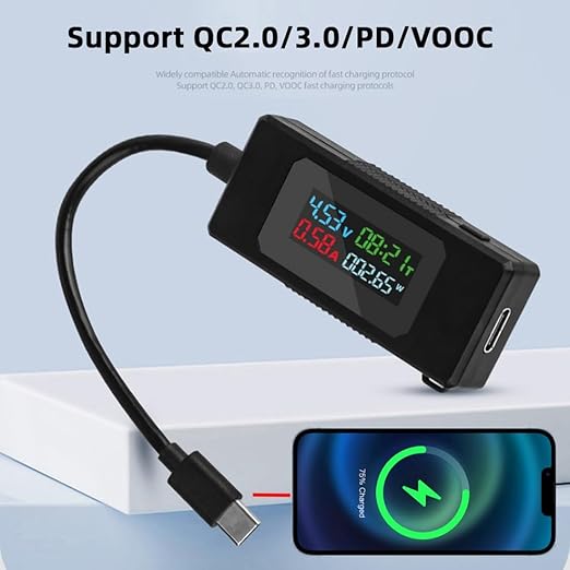 chenyang USB C Power Tester Digital Multimeter 4-30V 0-6.5A Color Screen - Image 3