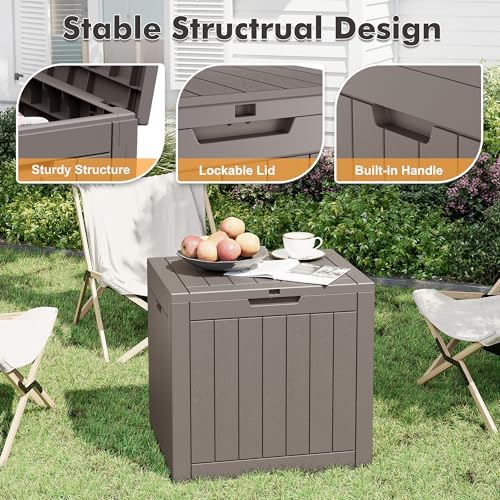 35 gallon outdoor storage box waterproof deck box showing dimensions