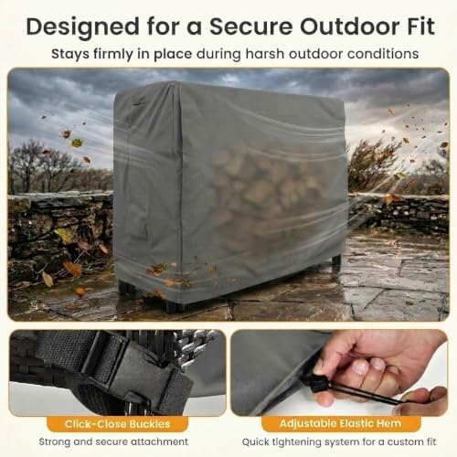 4 log rack cover 4ft, 4 feet, grey, side view