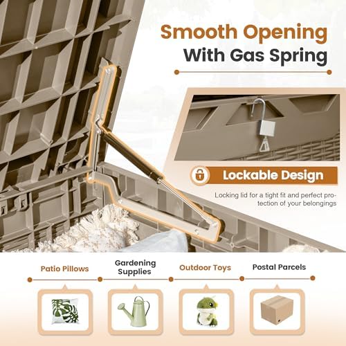greesum 100 gallon resin patio storage box for shown in use