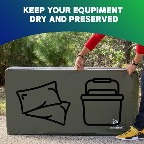 yardstash deck box cover - heavy duty, waterproof on a desk or shelf