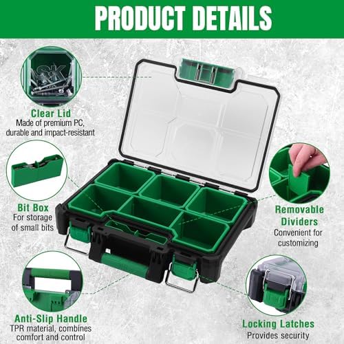 sk 13.5-inch small part organizer, portable tool box, side view