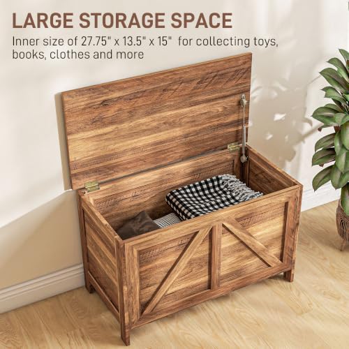 homcom 30" farmhouse storage bench lift top storage, side view