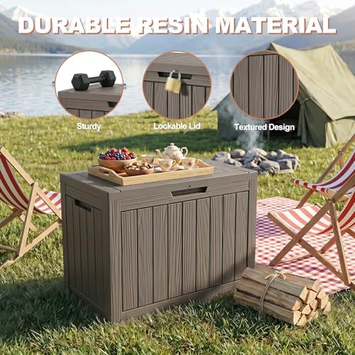 efu outdoor storage box 60 gallon deck box, close-up detail