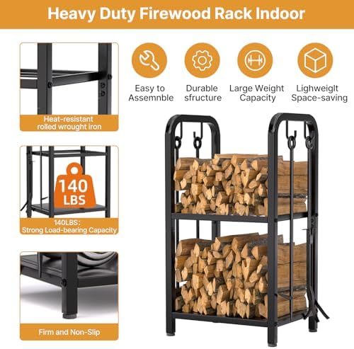 vailge firewood rack indoor with 4 pieces long&detachable, close-up detail