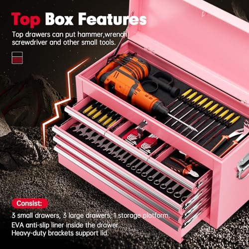 superday metal tool chest, 8 drawer rolling tool on a desk or shelf