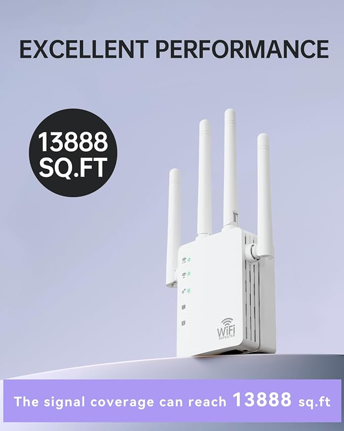 WiFi Extender Signal Booster, 1200Mbps Dual Band 2.4G&5.0G Signal WiFi Booster - Image 3