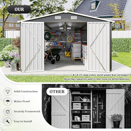 10x14 ft outdoor storage shed, large metal garden, package contents