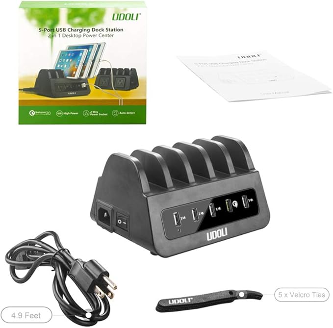 UDOLI 5 USB Ports Charging Station Organizer - Image 7