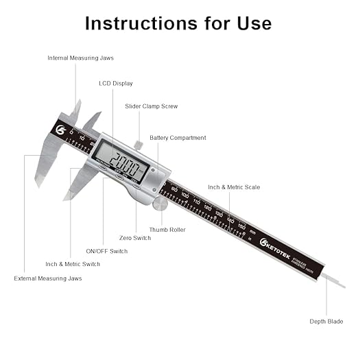 KETOTEK Digital Caliper 6 Inch Measuring Tool, Stainless Steel Electronic - Image 7